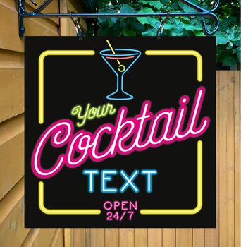Neon Cocktail Bar Personalised Pub Sign/Bar Sign, 6 of 8