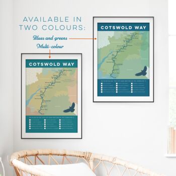 Cotswold Way Map Art Print With Tick List, 7 of 8