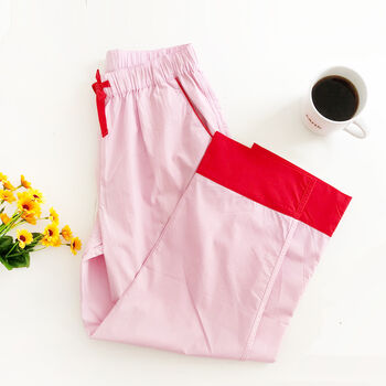 Pink And Red Cotton Pyjama Bottoms, Pink Pyjamas, 7 of 7