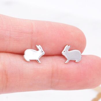 Sterling Silver Bunny Rabbit Stud Earrings, 4 of 7