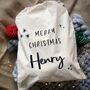 Personalised Merry Christmas Large Cotton Sack, thumbnail 1 of 2
