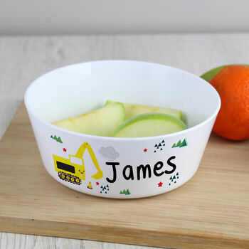 Personalised Digger Plastic Bowl, 3 of 4