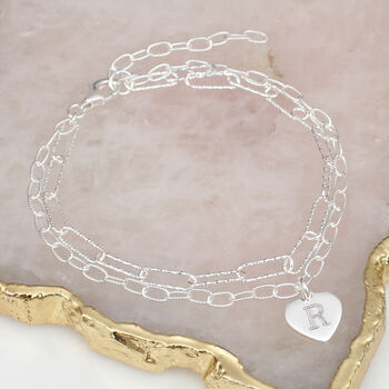 Sterling Silver Personalised Double Chain Bracelet, 3 of 5