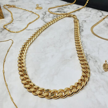 18k Gold Plated Miami Chain Necklace, 2 of 4