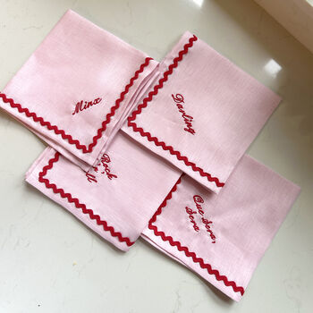 Personalised Slogan Set Of Four Embroidered Napkins, 4 of 7