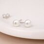 Sterling Silver White Freshwater Pearl Stud Earrings – 5mm, thumbnail 2 of 8
