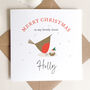 Personalised Christmas Card For Sister: Robin With Christmas Pudding Design, thumbnail 2 of 5