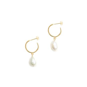 C Shape Hoop Earring With Fresh Water Pearl Drop, 2 of 4