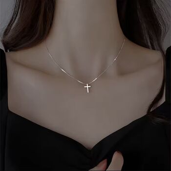 Sterling Silver Cross Pendant Necklace, 3 of 4