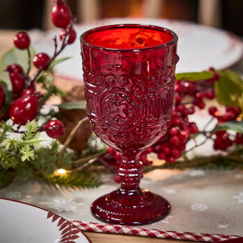 Set Of Four Vintage Embossed Coloured Wine Glasses, 5 of 11