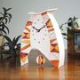 Handmade Ceramic Large Mantel Clock In Bright Warm Colours. Geometric Design. Triangle Patterns, thumbnail 1 of 8