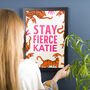 Personalised Stay Fierce Tiger Typography Print, thumbnail 2 of 6