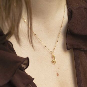 Gold Plated Sterling Silver Bambi Necklace, 2 of 4