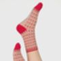 Women's Bamboo Socks Cream Pink Hearts Dots, thumbnail 1 of 6