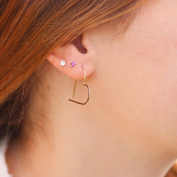 Heart Hoop Earrings In Sterling Silver, 3 of 8