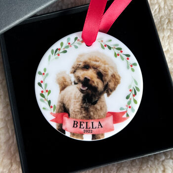 Personalised First Christmas Dog Bauble Tree Decoration, 12 of 12