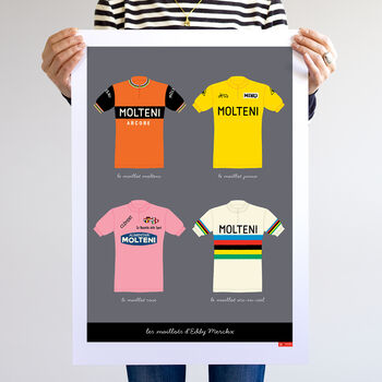 Eddy Merckx Jerseys, Cycling Art Print, 3 of 4
