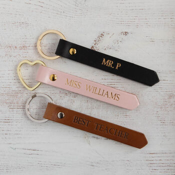 Teachers Gift Personalised Leather Keyring, 4 of 8