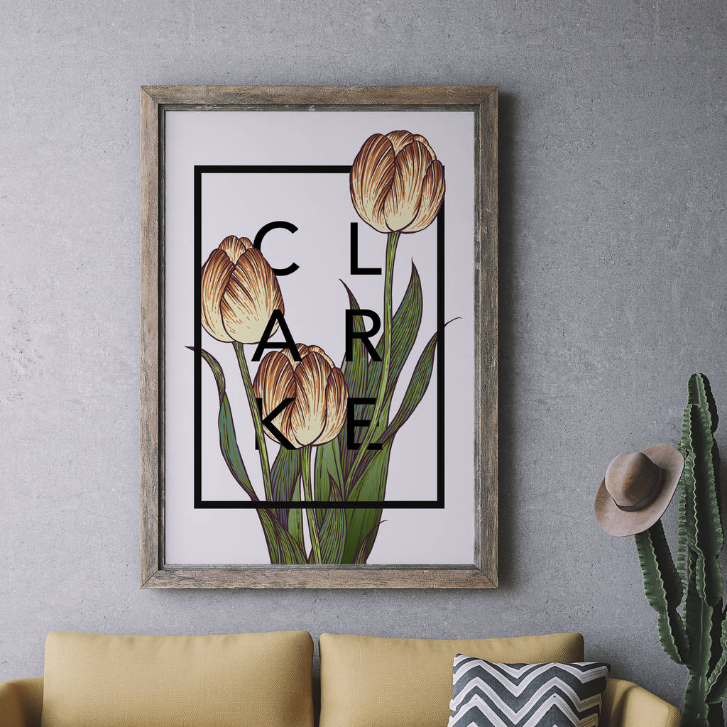 Personalised Tulips Botanical Flower Print, 1 of 8