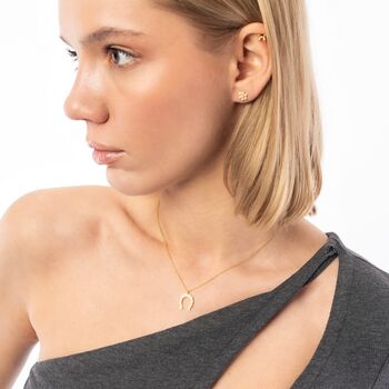 Sterling Silver Horseshoe Equestrian Necklace And Earring, 3 of 10