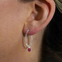 Mini Heart Birthstone Sterling Silver Hoop Earrings, thumbnail 2 of 5