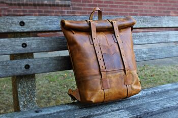 Handmade Personalised Leather Laptop Backpack Mens Gift, 3 of 12