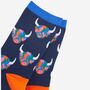 Women's Rainbow Highland Cow Bamboo Socks Navy Blue, thumbnail 3 of 4