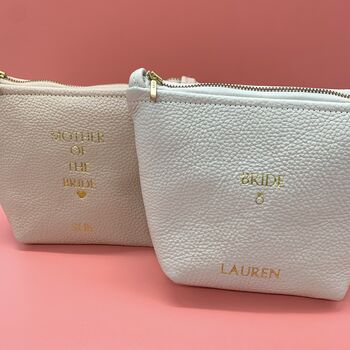 Personalised Bride And Bridesmaid Leather Cosmetic Bag, 3 of 9