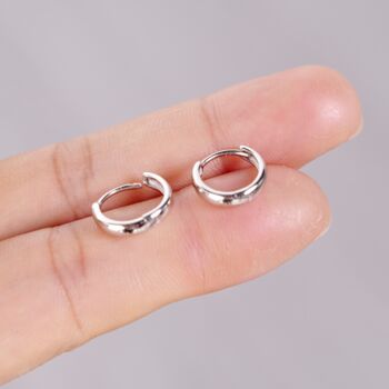 Silver Thick Huggie Hoop Earrings, 4 of 7