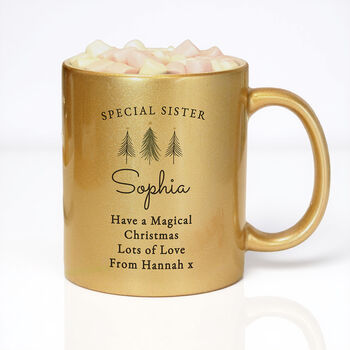 Personalised Christmas Tree Gold Glitter Mug, 2 of 5