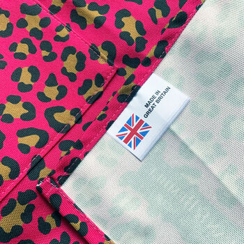 Hot Pink Leopard Print Cotton Apron With Pocket, 5 of 12