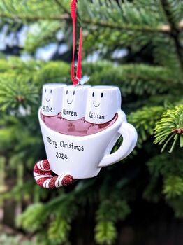 Personalised Hot Chocolate Family Christmas Decoration, 2 of 5
