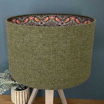 William Morris Strawberry Thief Green Tweed Lampshades, 3 of 12