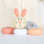 Wooden Bunny Stacking Toy With Personalised Bag, thumbnail 4 of 4