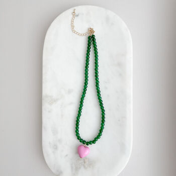 Bead Necklace With Pink Heart, 3 of 7