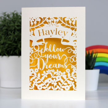 Personalised Papercut Follow Your Dreams Card, 7 of 12