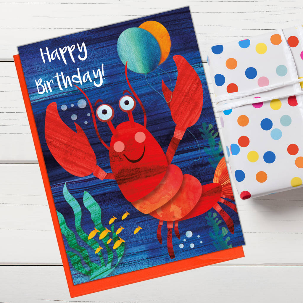 Cute Lobster Happy Birthday Card By Rocket 68