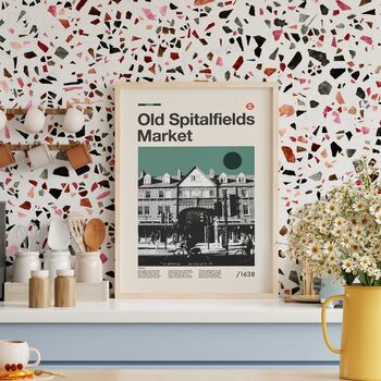 Old Spitalfields Market Mid Century Style Print, 5 of 9