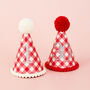 Red Gingham Any Age Birthday Party Hat, thumbnail 4 of 5