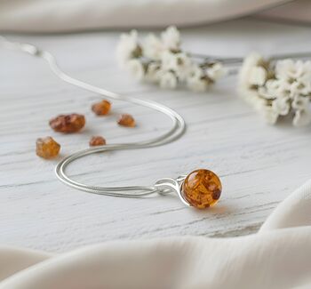 Handmade Oval Baltic Amber Silver Necklace Pendant, 3 of 3