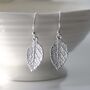 Sterling Silver Mint Leaf Dangly Earrings, thumbnail 3 of 9