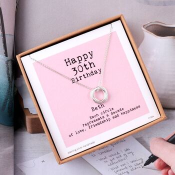 Sterling Silver Happy 30th Birthday Necklace, 3 of 4