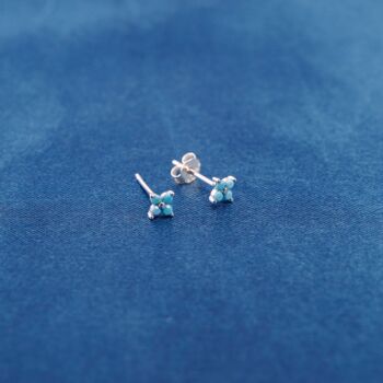 Turquoise Birthstone Flower 925 Sterling Silver Stud Earrings, 2 of 7