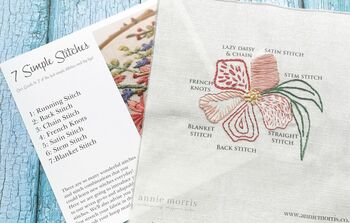 Beginners Embroidery Stitch Sampler Panel And Booklet, 4 of 4
