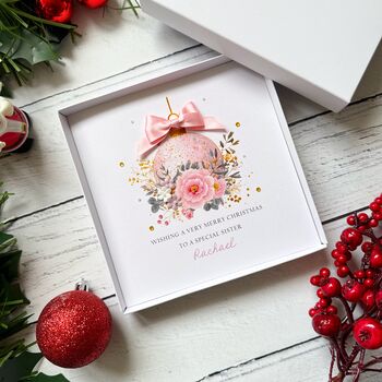 Handmade Pink Bauble Christmas Card, 7 of 7