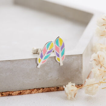 Luxury Sterling Silver Colourful Feather Earrings, 2 of 3