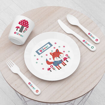 Personalised Kid's Little Fox Dinner Set, 3 of 5