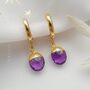 Amethyst Birthstone Hoop Earrings, thumbnail 1 of 10