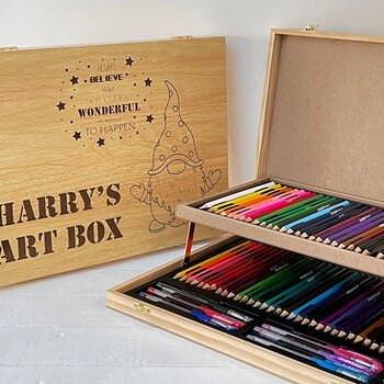 Personalised Stationery Wooden Art Box Case, 5 of 11