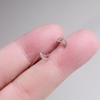 925 Sterling Silver Crescent Moon Stud Earrings, 4 of 7